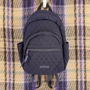 Vera Bradley Blue Quilted 14" Mini Backpack Bag Women Water Bottle Pockets